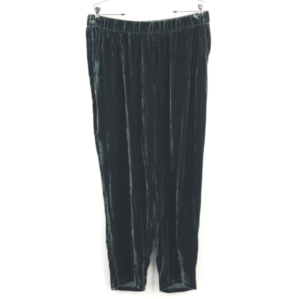 Eileen Fisher Ankle Pants Women Size Petite Large Green Velvet Whimsigoth Lagom